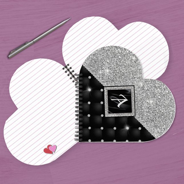 Stilvolle Imitate Kristallsilber-Monogramm Notizbuch (Von Creator hochgeladen)