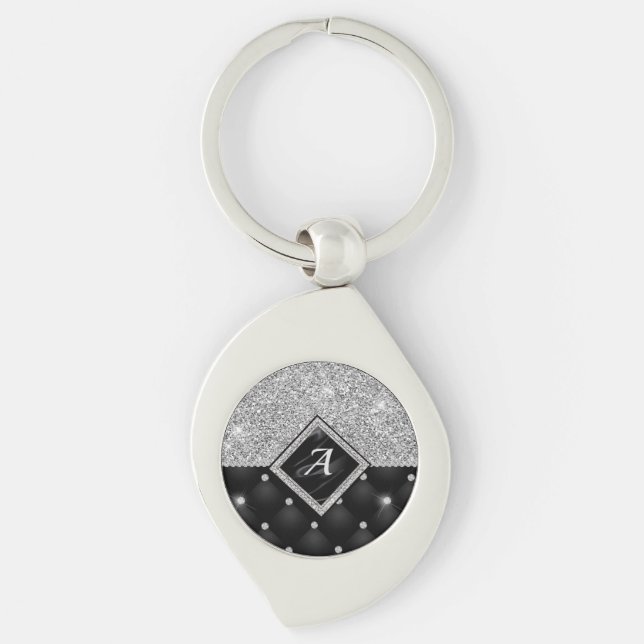 Stilvolle Imitate Kristallsilber-Monogramm Schlüsselanhänger (Vorderseite)
