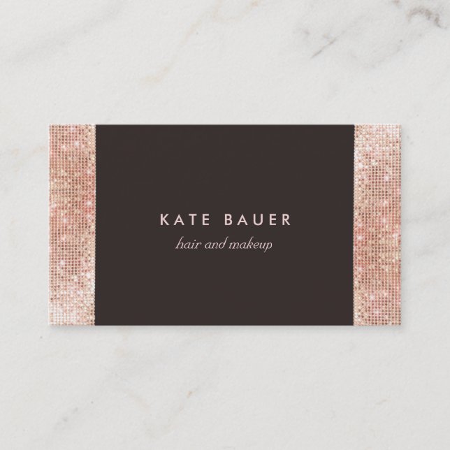 Stilvolle IMITATE Rose Gold Sequin Schönheit und S Visitenkarte (Vorderseite)
