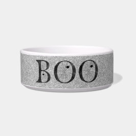 Stilvolle Imitats Silver Glitzer Boo Cat Fütternd Napf