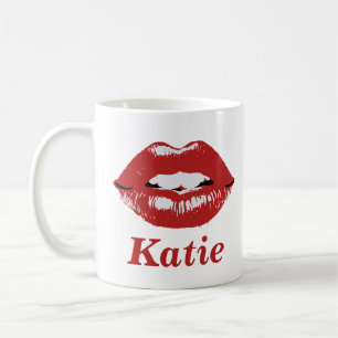 Stilvolle Individuelle Name-Tasse mit Roten Lippen Kaffeetasse