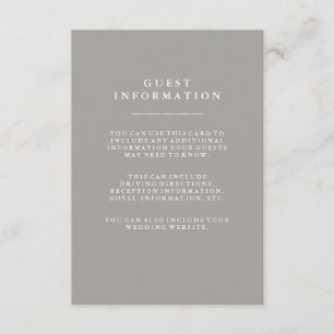 Stilvolle Informationen zu Deep Gray Wedding Begleitkarte