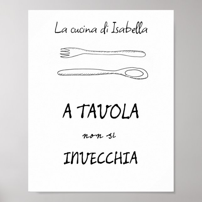 Stilvolle italienische Küche Kunstlöffel Gabel zit Poster (Vorne)