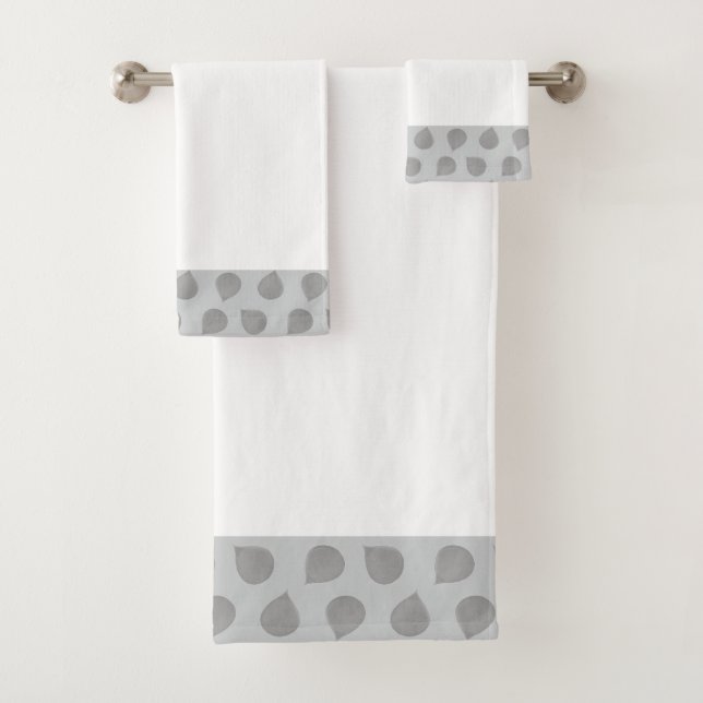 Stilvolle Jade Tree Blätter auf Light Gray & White Badhandtuch Set (Insitu)