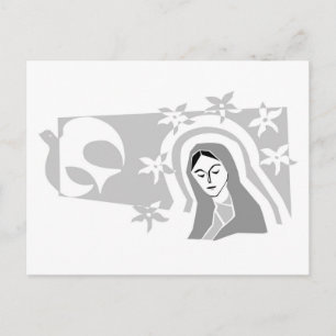 Stilvolle Jungfrau Mary Grayscale Postkarte