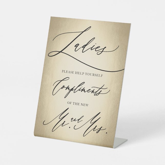 Stilvolle Kalligrafie Script Ladys Badezimmer Sockelschild (Vorderseite)