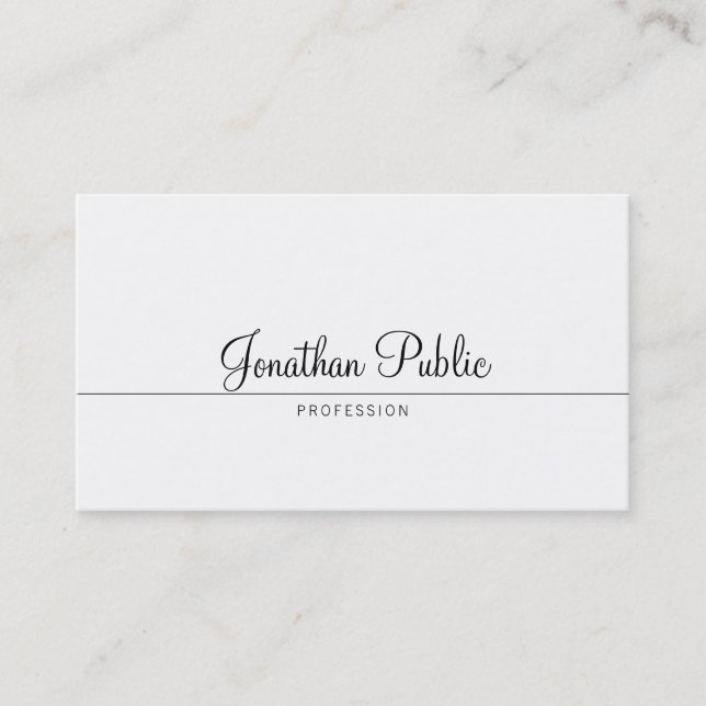 Stilvolle Kalligrafie Script Trendy Minimalistisch Visitenkarte (Vorderseite)