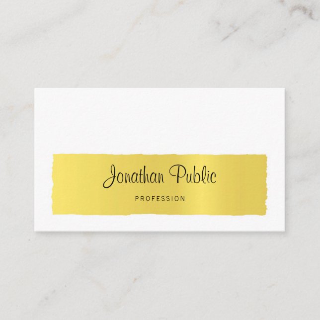 Stilvolle Kalligrafie Trendy Gold Look Minimalisti Visitenkarte (Vorderseite)