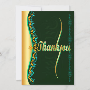 Stilvolle Kalligraphie in Grün und Gold Vielen Dan Dankeskarte