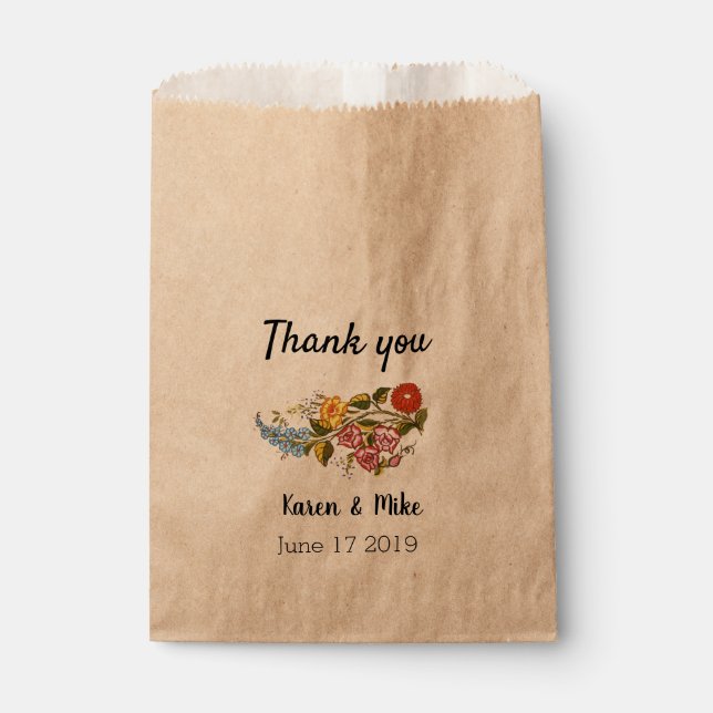 Stilvolle Kalocsai-Blume - personalisierte Hochzei Geschenktütchen (Vorderseite)