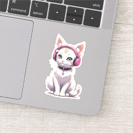 Stilvolle Katze in Kopfhörer-Trends Aufkleber