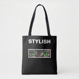 Stilvolle Katzenaugen auf schwarz-weiß Tasche