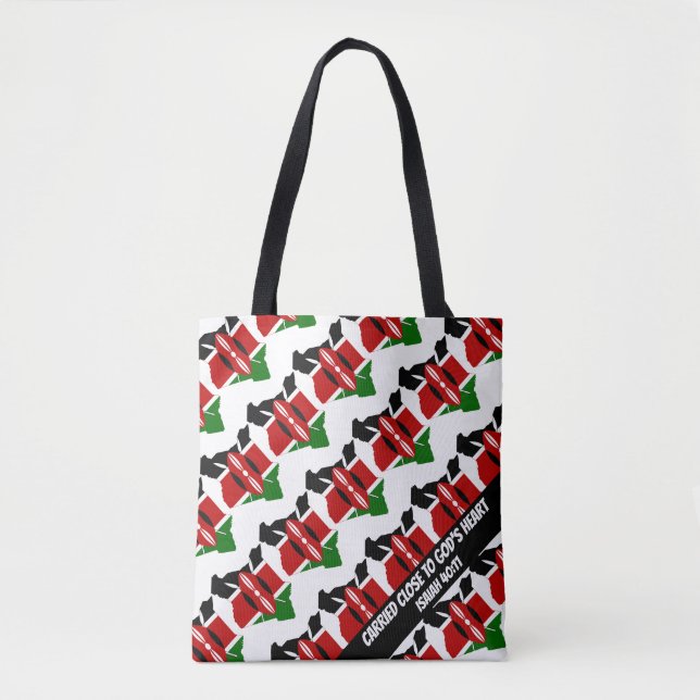 Stilvolle KENYA FLAG Gottes Herz Isaiah 40 Tasche (Vorderseite)