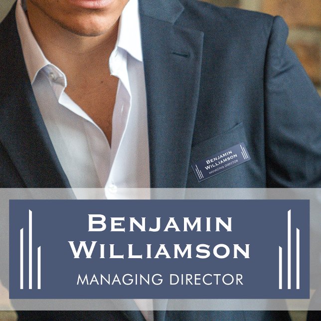 Stilvolle Klassik Beruflich Navy Blue Namensschild (Von Creator hochgeladen)