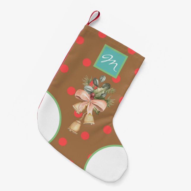 Stilvolle klassisch elegante, trendige braune Schn Kleiner Weihnachtsstrumpf (Vorderansicht (hängend))