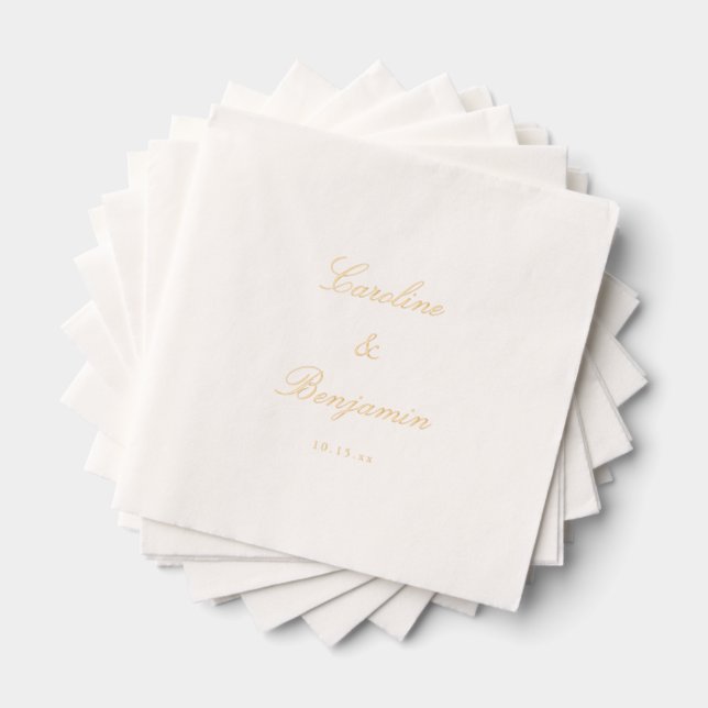 Stilvolle klassische Schrift Elegante Hochzeit Ben Servietten Mit Folie (Insitu (Gestapelt))
