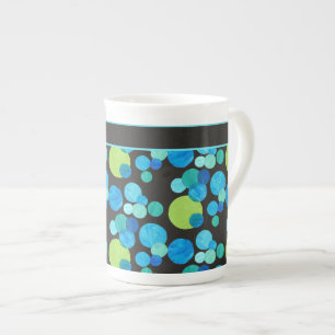 Stilvolle Knochen-China-Tasse, Blaumond-Muster Prozellantasse