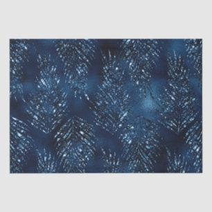 Stilvolle königsblaue Glitter-Tropen-Dschungelblät Seidenpapier