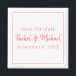 Stilvolle Korallen und Weiße Magnet<br><div class="desc">Ein Magnet, der das perfekte für Ihre Hochzeit ist, dieses Element verfügt über einen klassischen weißen Hintergrund mit Korallentext, personalisieren Sie Ihre heute!</div>