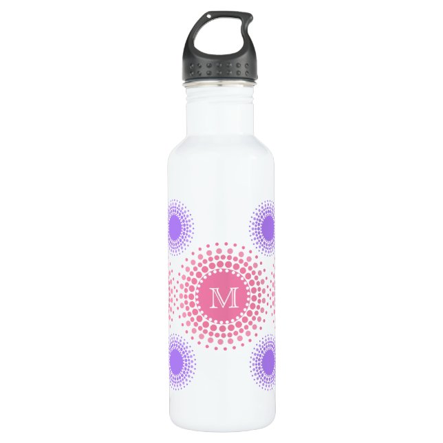 Stilvolle Kreise und Monogramm Trinkflasche (Vorderseite)