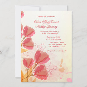 Stilvolle Lachs Rosa Tulpen Hochzeit CUSTOM Einladung