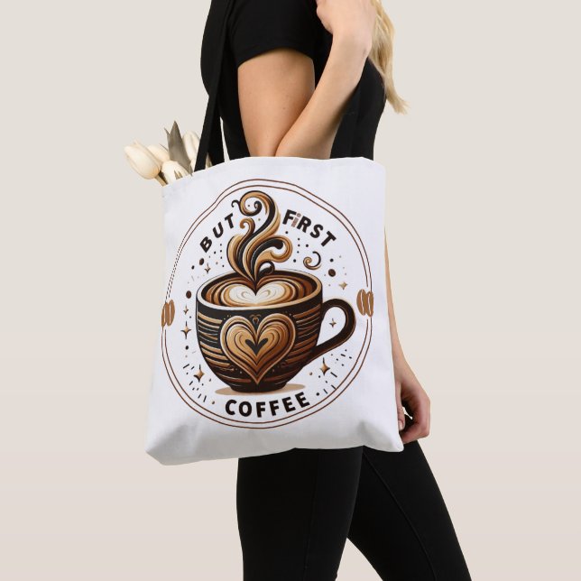 Stilvolle Latte Art Tote Tasche für Kaffeeliebhabe (Von Nahem)