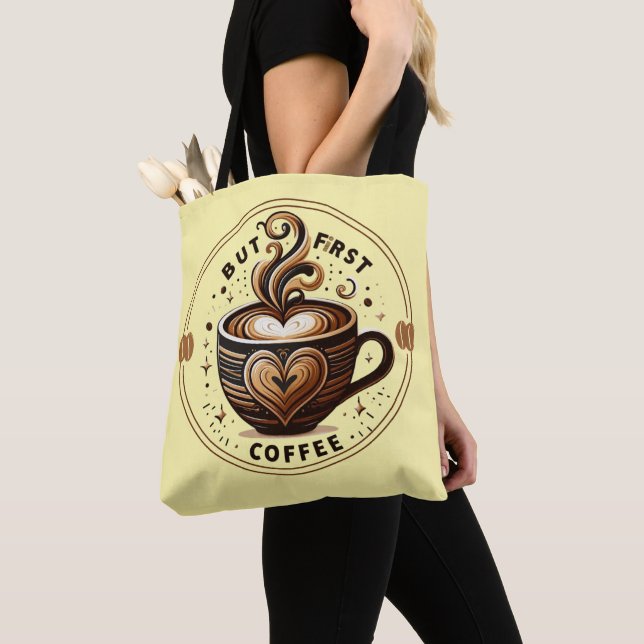 Stilvolle Latte Art Tote Tasche für Kaffeeliebhabe (Von Nahem)