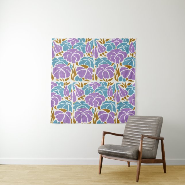 Stilvolle Lavendel, Gelb- und Blautönen Kunst Wandteppich (Beispiel)