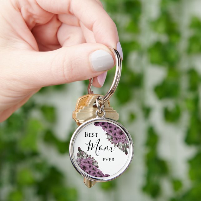 Stilvolle Lavender Floral Beste Mama je Schlüsselanhänger (Hand)