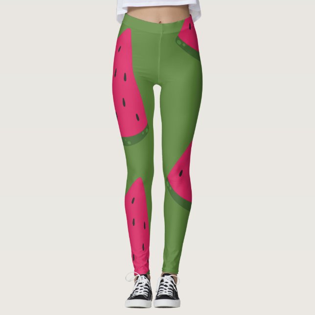 Stilvolle Leggings Olive Watermelon (Vorderseite)