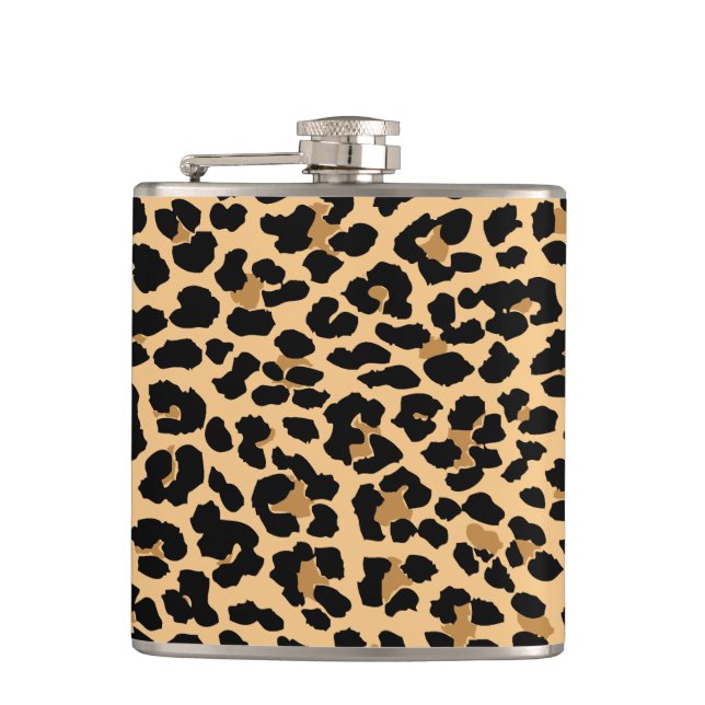 Stilvolle Leopard-Druck-Muster-Flasche Flachmann (Vorderseite)