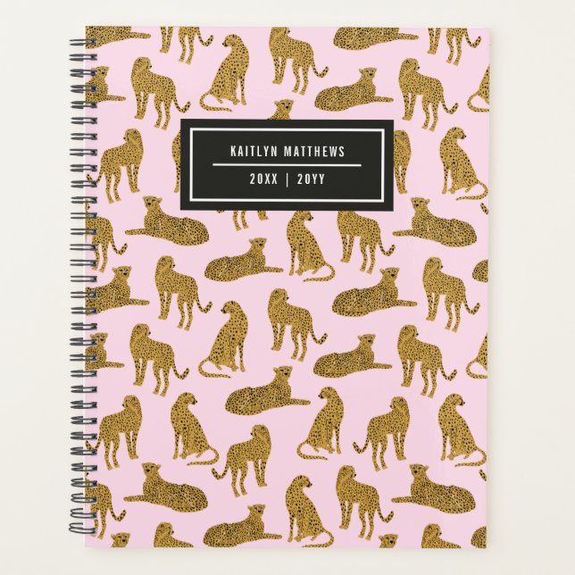 Stilvolle Leopard-Musterbezeichnung | Pink Planner Planer (Vorderseite)