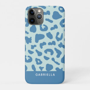 Stilvolle Leopard Print Animal Muster Blue Name Case-Mate iPhone Hülle