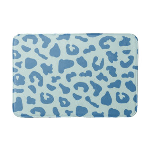 Stilvolle Leopard Print Animal Muster in Blue Badematte