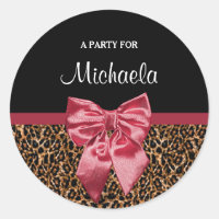 Stilvolle Leopard Print Elegant Red Bow und Name