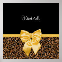 Stilvolle Leopard Print Elegant Yellow Bow und Nam