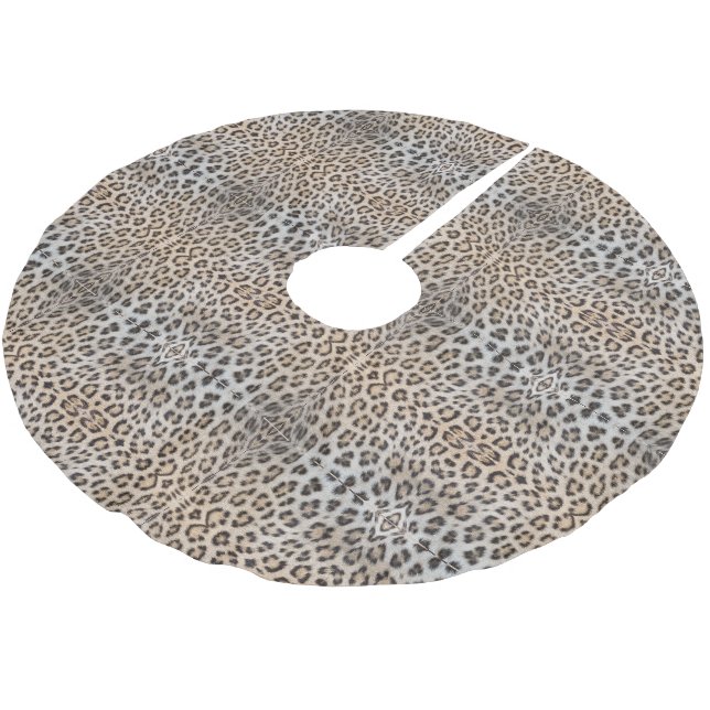 Stilvolle Leoparden-Hautfell-Muster chic Polyester Weihnachtsbaumdecke (Schrägansicht)