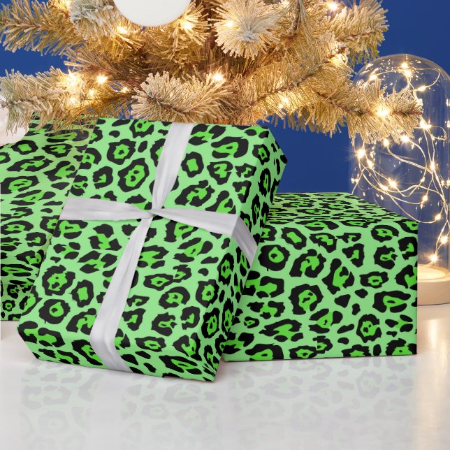 Stilvolle Leopardendrucke in leuchtendem Neon Geschenkpapier (Feiertage)