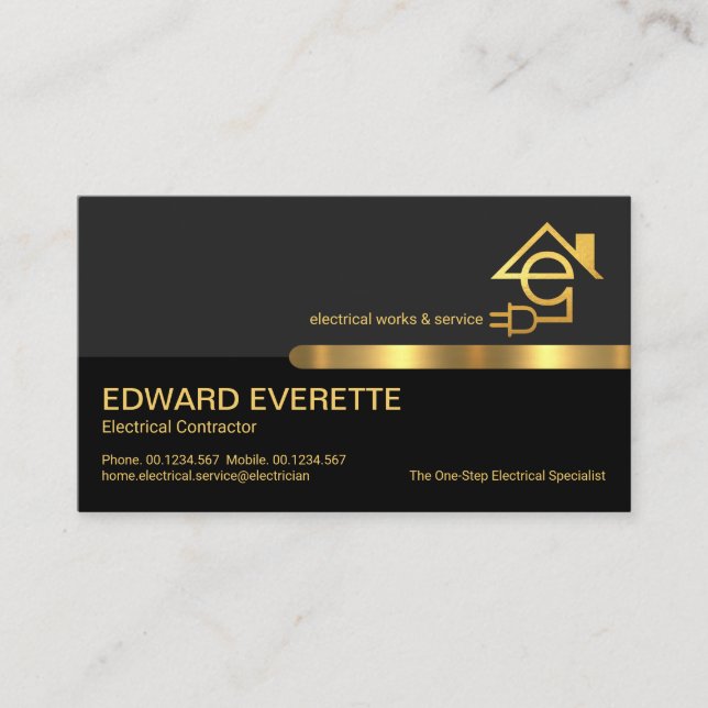 Stilvolle Letter E Electrician Service Visitenkarte (Vorderseite)