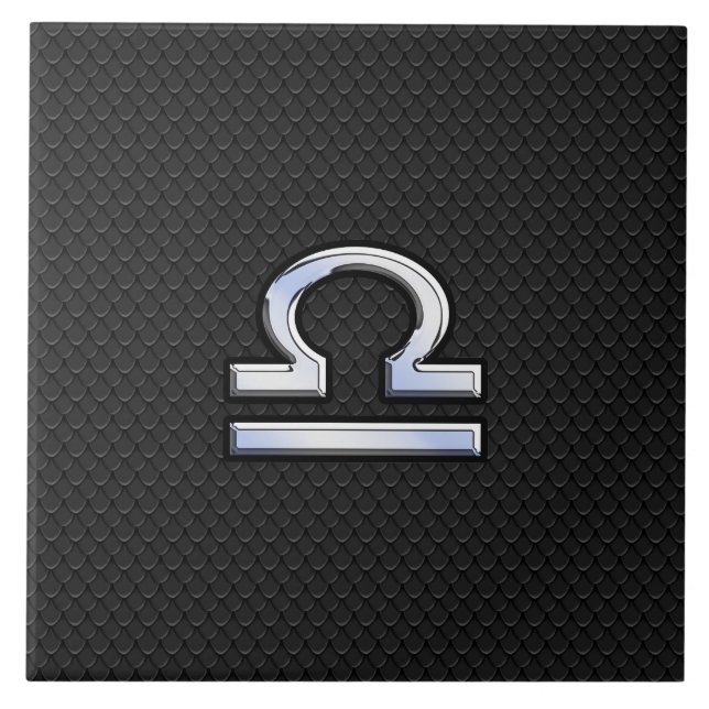 Stilvolle Libra Zodiac Sign Black Snake Skin Dekor Fliese (Vorderseite)
