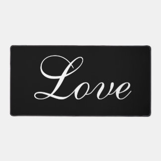 Stilvolle Liebe Design Weißes Script Schwarzer Hin Schreibtischunterlage