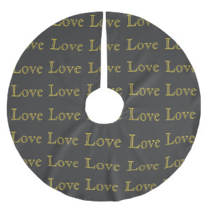 Stilvolle Liebe-Hochzeit in Gold Gray Polyester Weihnachtsbaumdecke