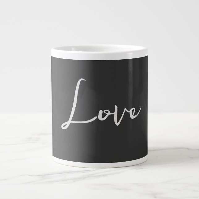 Stilvolle Liebe-Hochzeit mit grauem Hintergrund Jumbo-Tasse (Vorderseite)