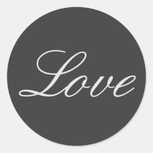 Stilvolle Liebe-Hochzeit mit grauem Hintergrund Runder Aufkleber