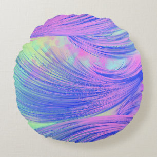 Stilvolle lila Abstrakte Feathers Rundes Kissen