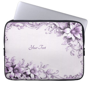 Stilvolle lila Blumen Laptop-Hülle Laptopschutzhülle