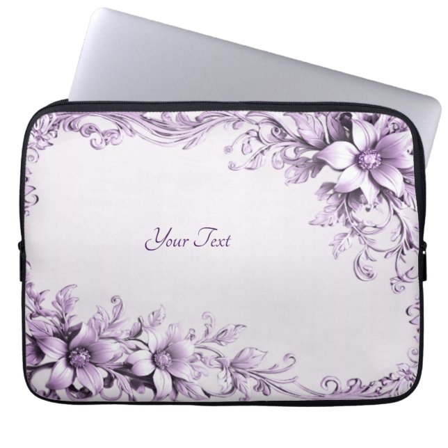 Stilvolle lila Blumen Laptop-Hülle Laptopschutzhülle (Vorderseite)