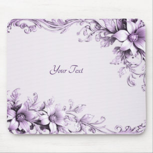 Stilvolle lila Blumen-Mauspad Mousepad