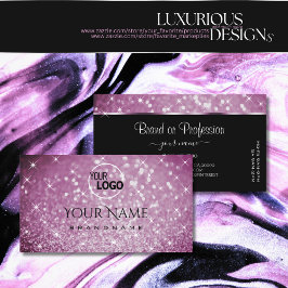 Stilvolle Lila Glitzer-Luminous-Stars und -Logos Visitenkarte