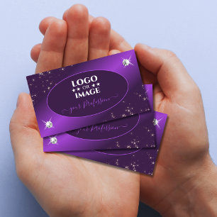 Stilvolle Lila Glitzer-Stars Diamonds mit Logo Visitenkarte
